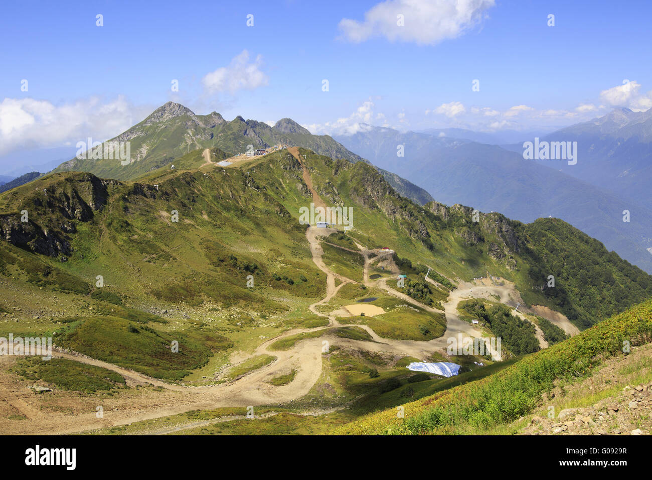 Third peak Aigbi in the Caucasus Mountains. Krasnaya Polyana. Stock Photo