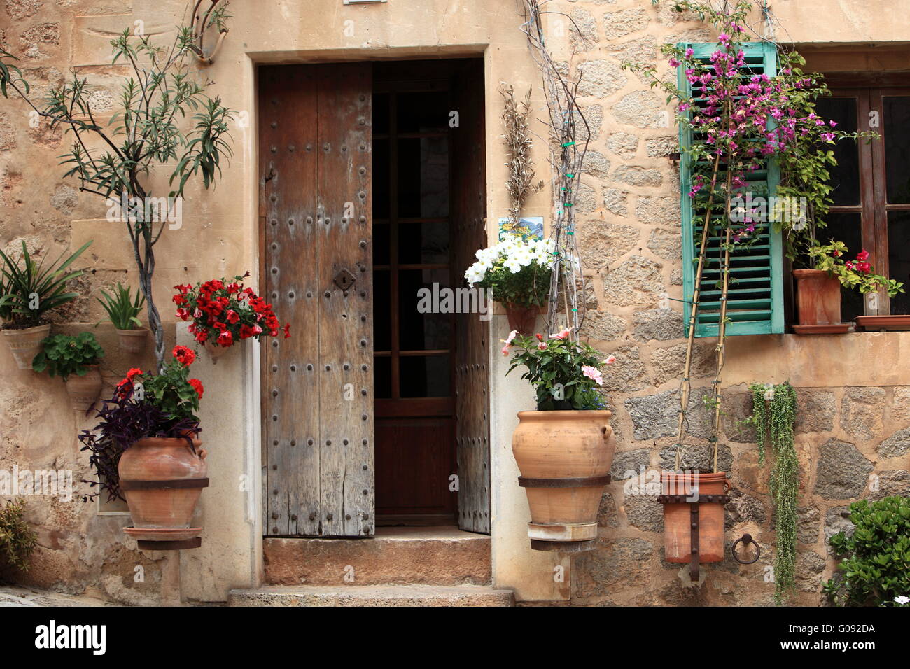 Pretty entrance to a rural house Stock Photo