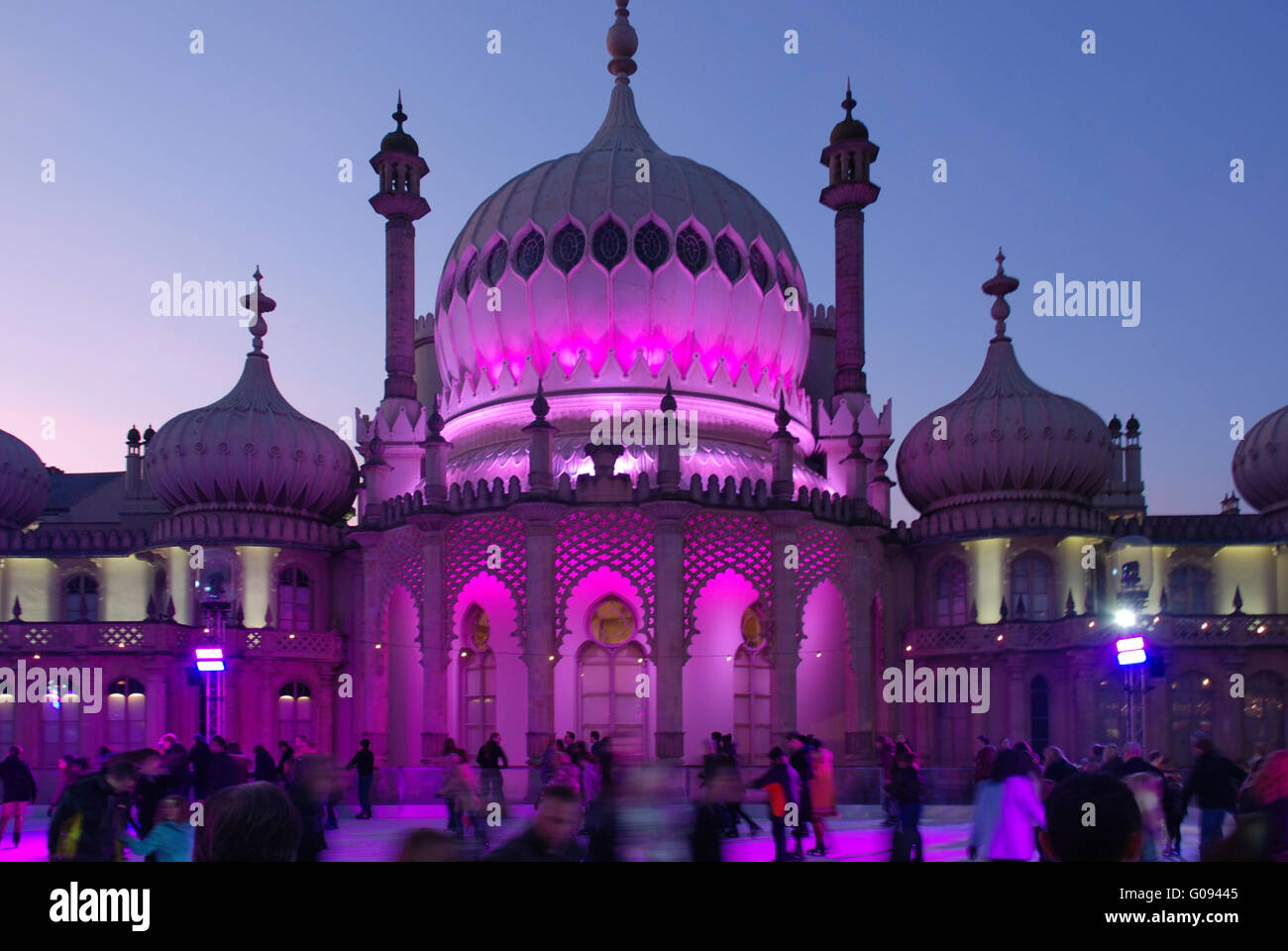 Brighton Pavilion illuminated for ice skating Stock Photo