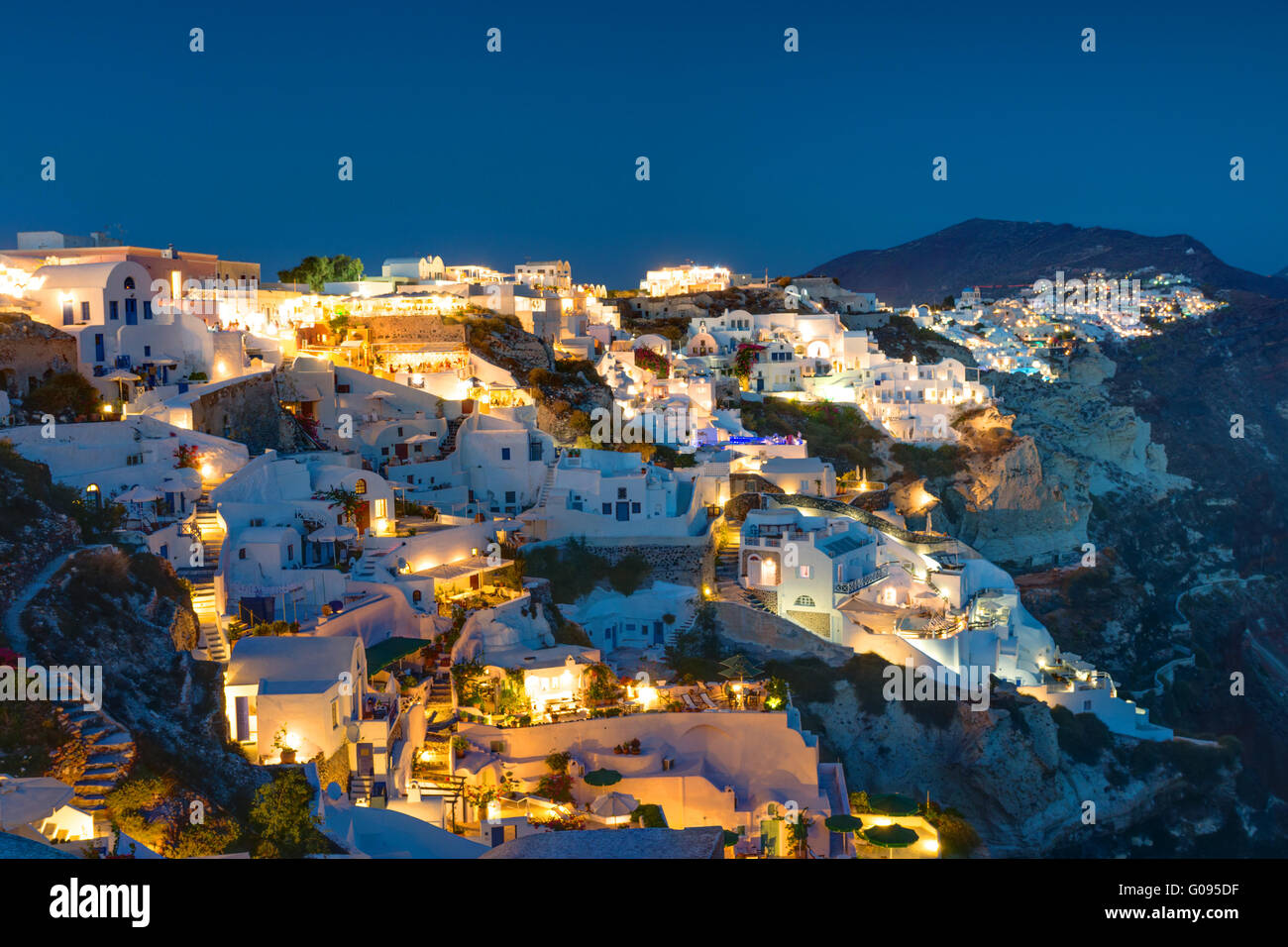 The beautiful Oia village on Santorini island at n Stock Photo