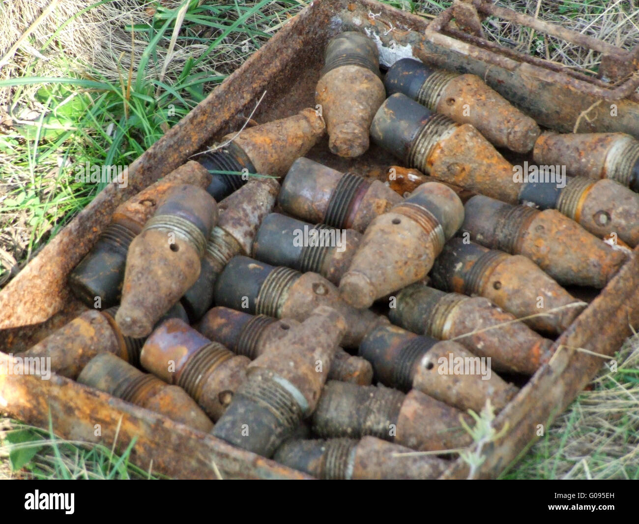 rusty bomb shell case from second world war found in the mountains near the  trenches Stock Photo - Alamy