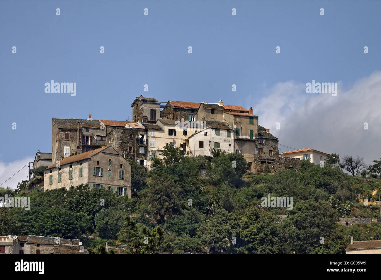The mountain village Oletta in the Nebbio, Corsica Stock Photo