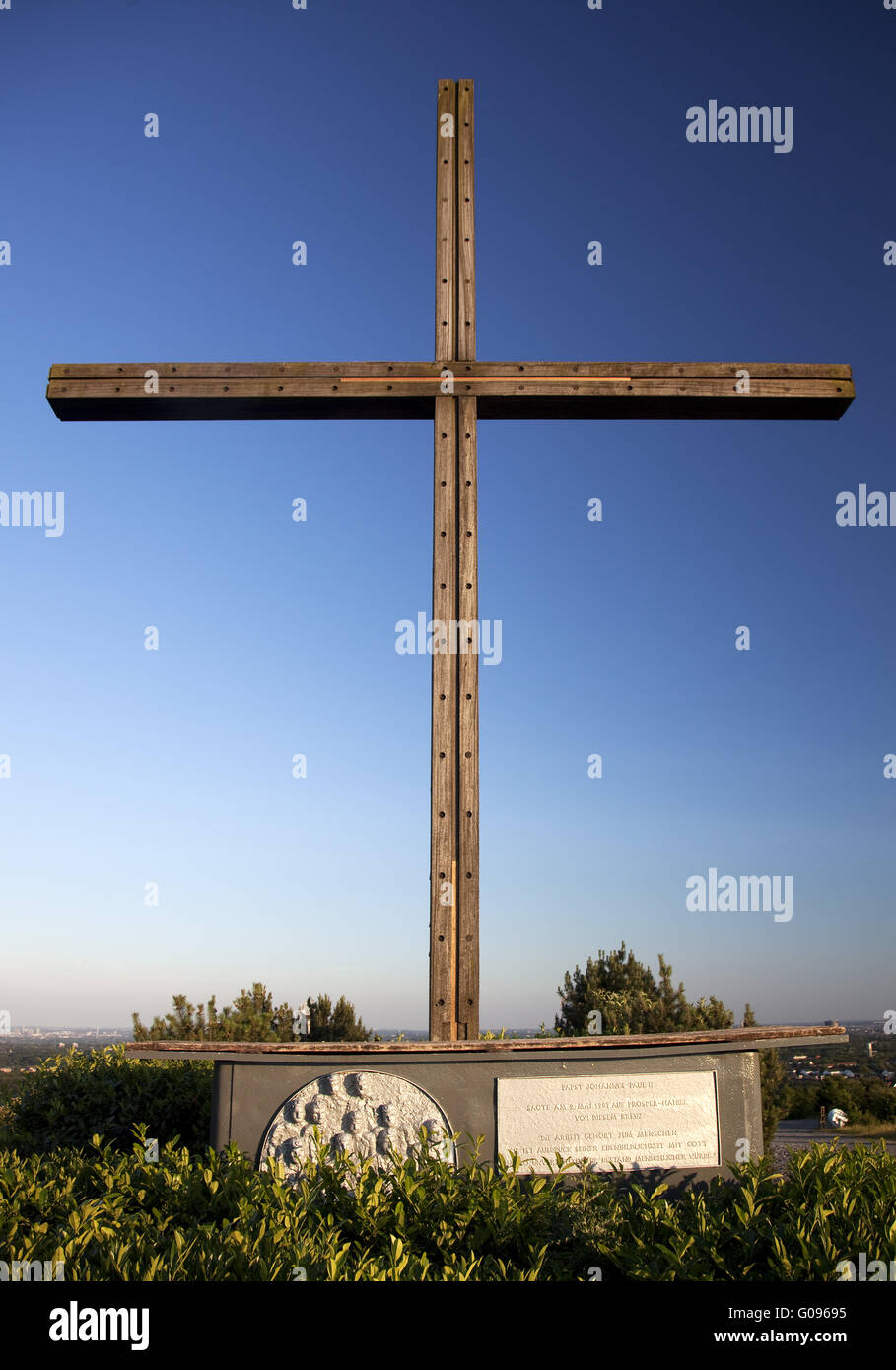 The cross on the heap Haniel in Bottrop in Germany Stock Photo