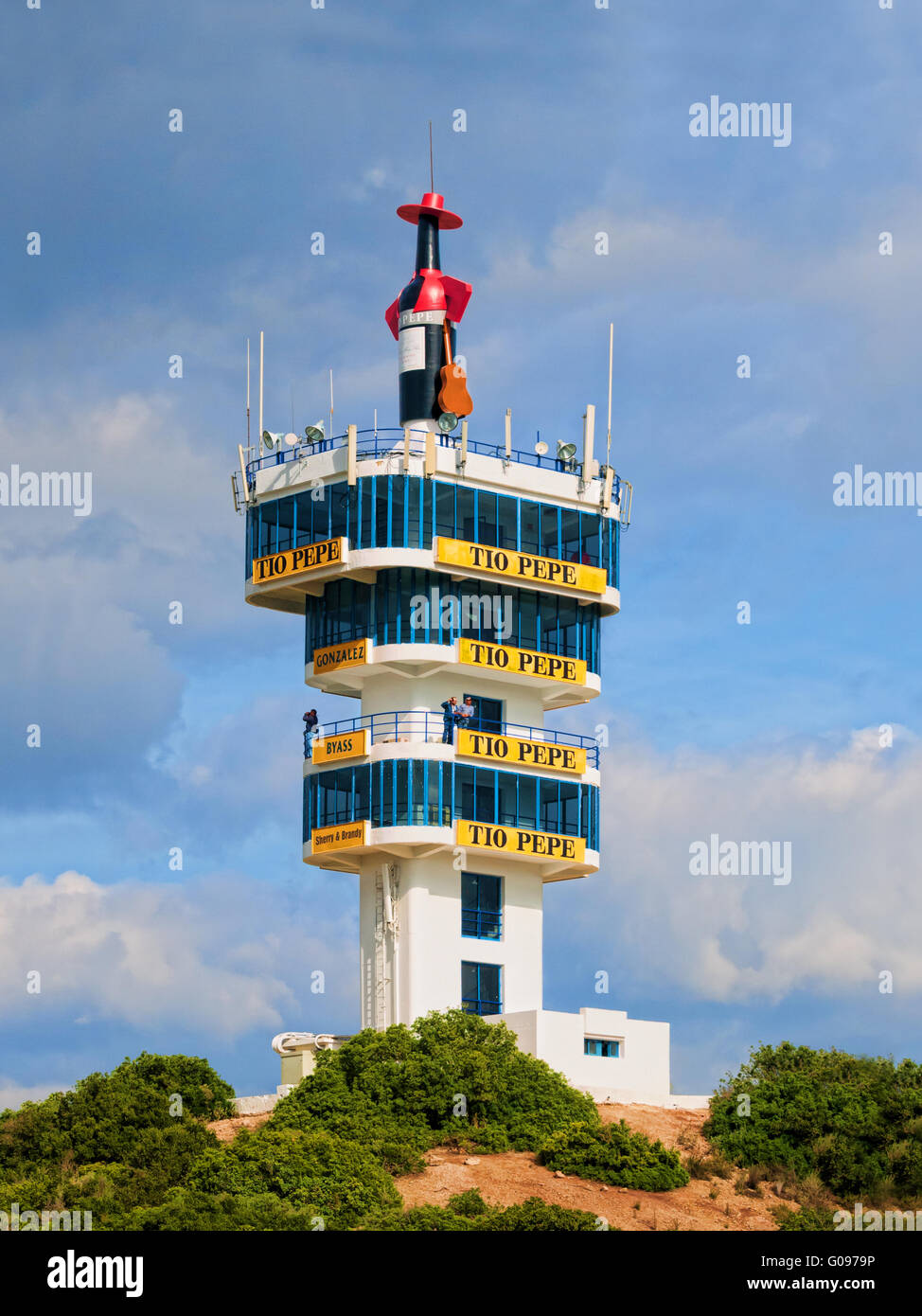 Jerez Speedway Press tower tio pepe Stock Photo