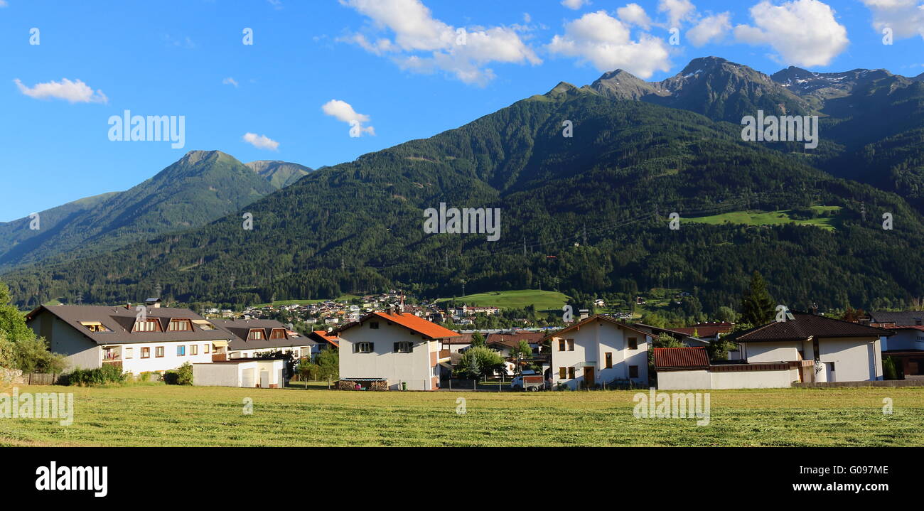 View over the city Telfs in Tyrol Stock Photo