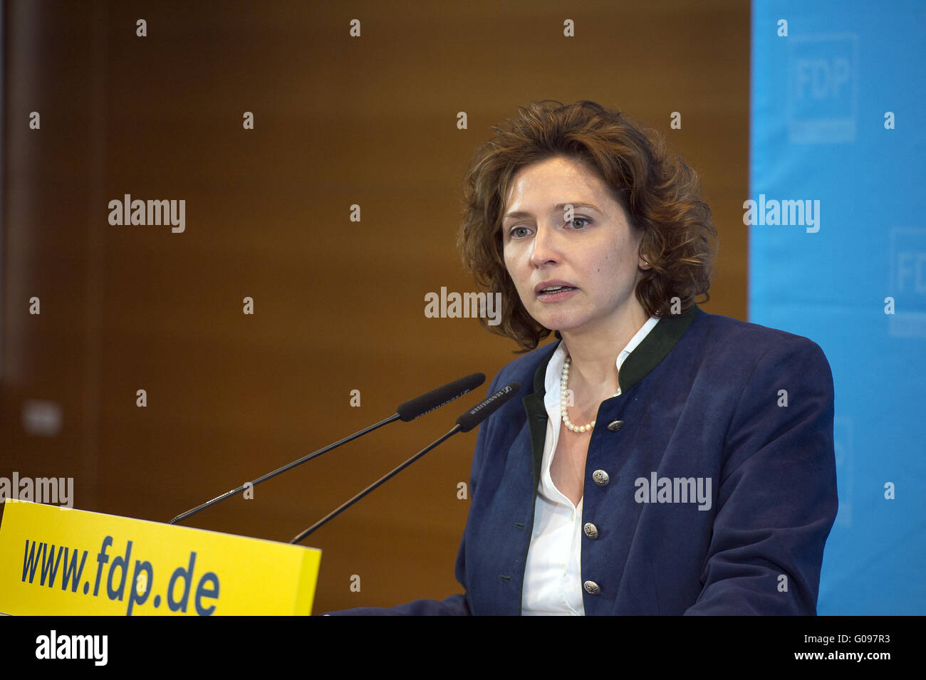 FDP General Secretary Nicola Beer give some declarations to the press. Stock Photo
