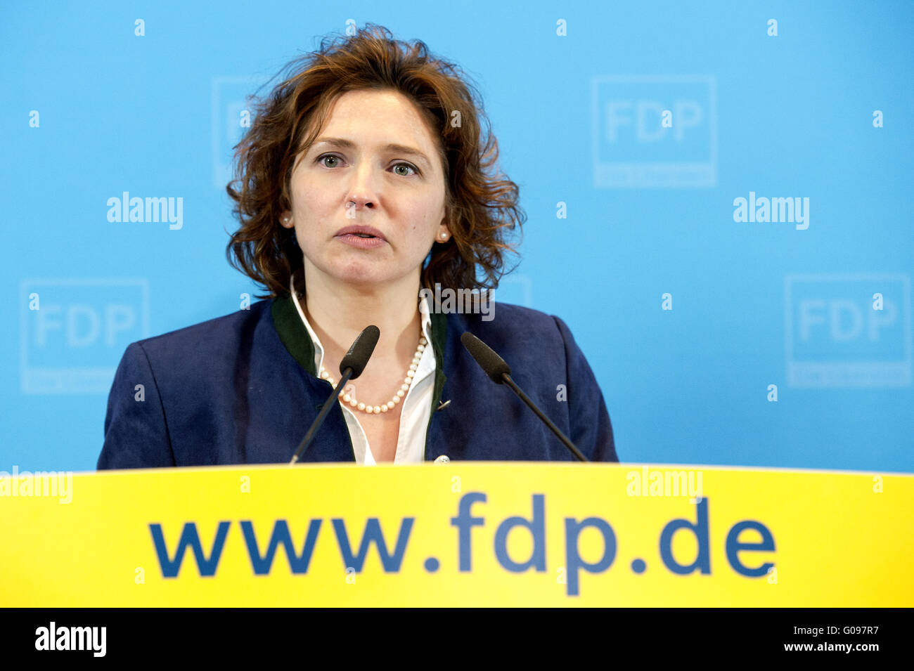 FDP General Secretary Nicola Beer give some declarations to the press. Stock Photo