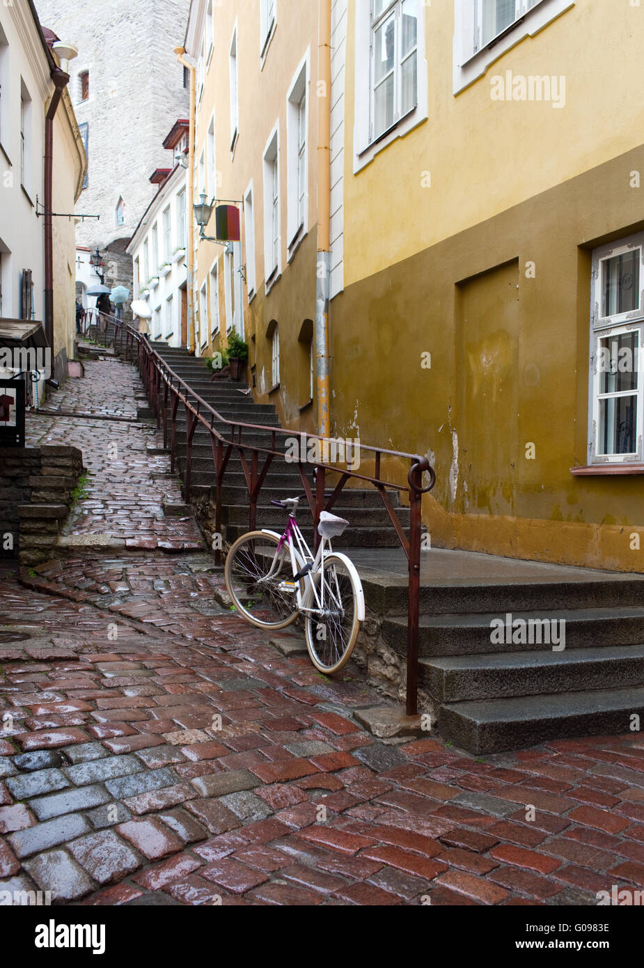 Streets of the Old City in the rain. Tallinn, Esto Stock Photo