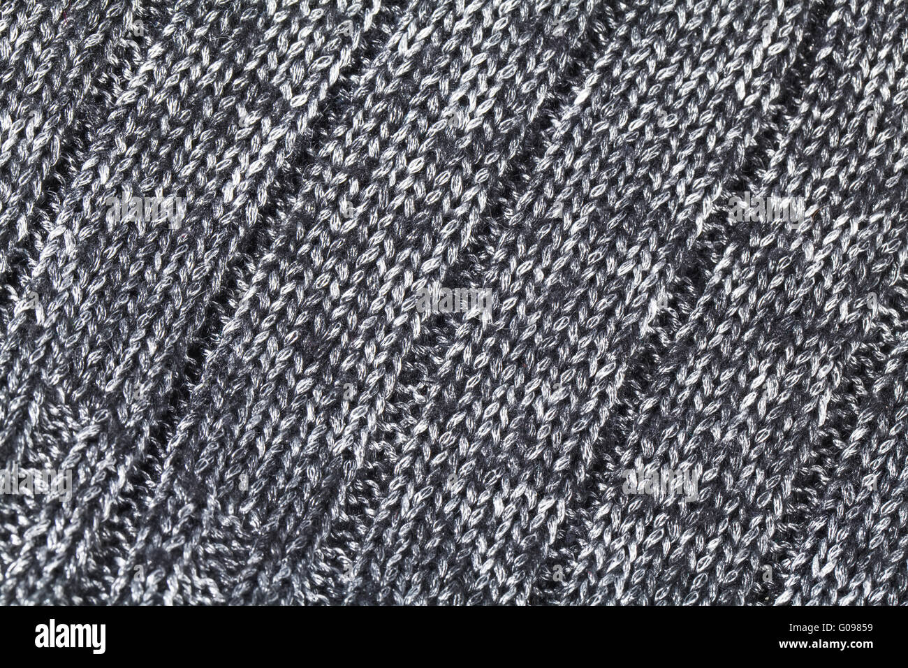 Wool knitted background in black and white close view Stock Photo