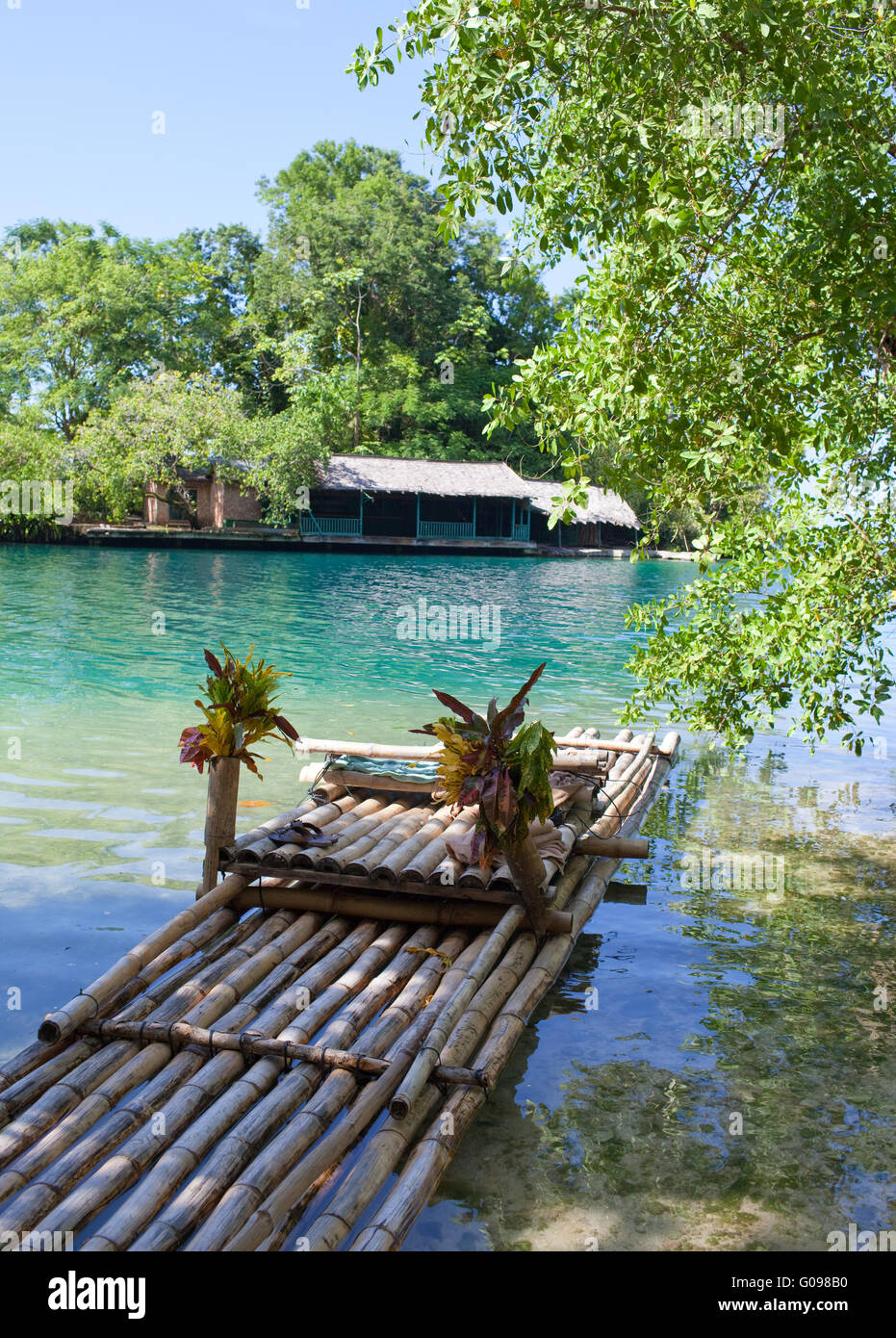 Raft on the bank of the Blue lagoon, Jamaica Stock Photo - Alamy
