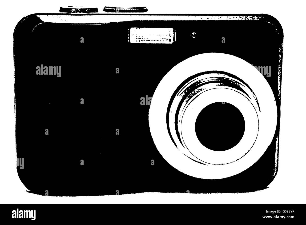 Black and white schematic drawing of a compact ca Stock Photo