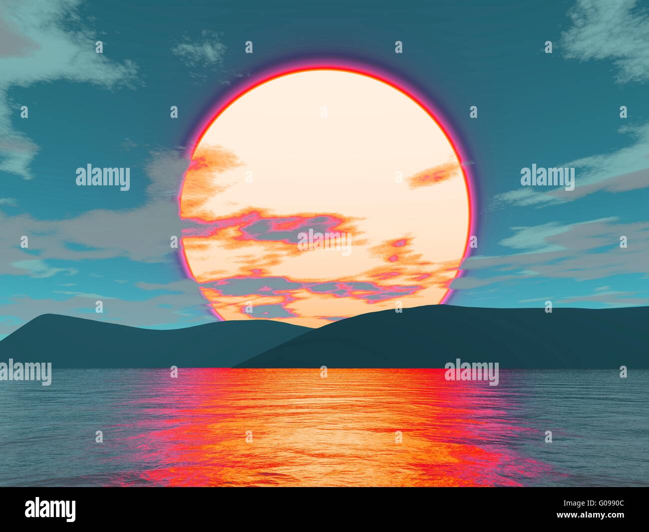 Sunset over the sea Stock Photo - Alamy