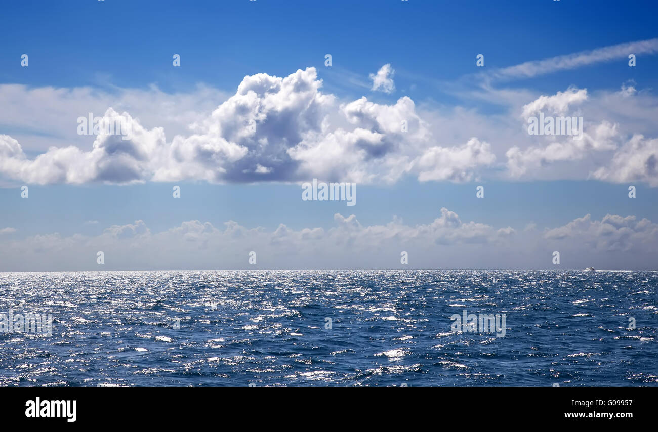 Blue sky and beautiful blue ocean and horizon Stock Photo