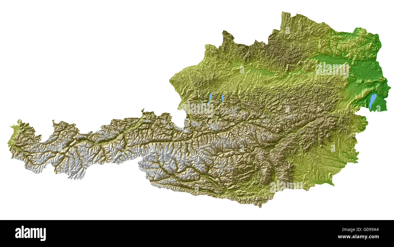 Austria - Topographic relief map Stock Photo
