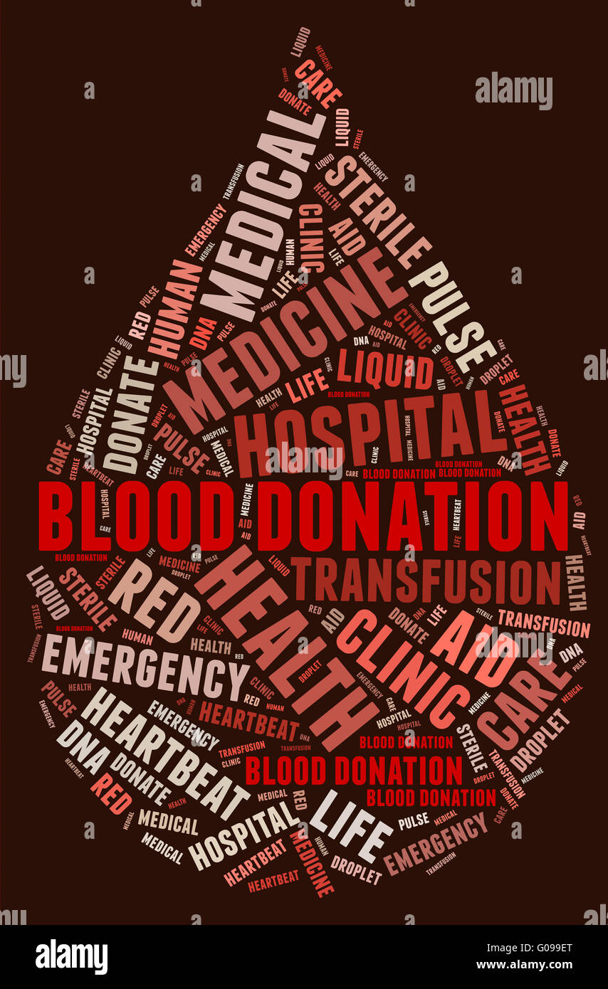 Blood donation pictogram with blood red wordings Stock Photo
