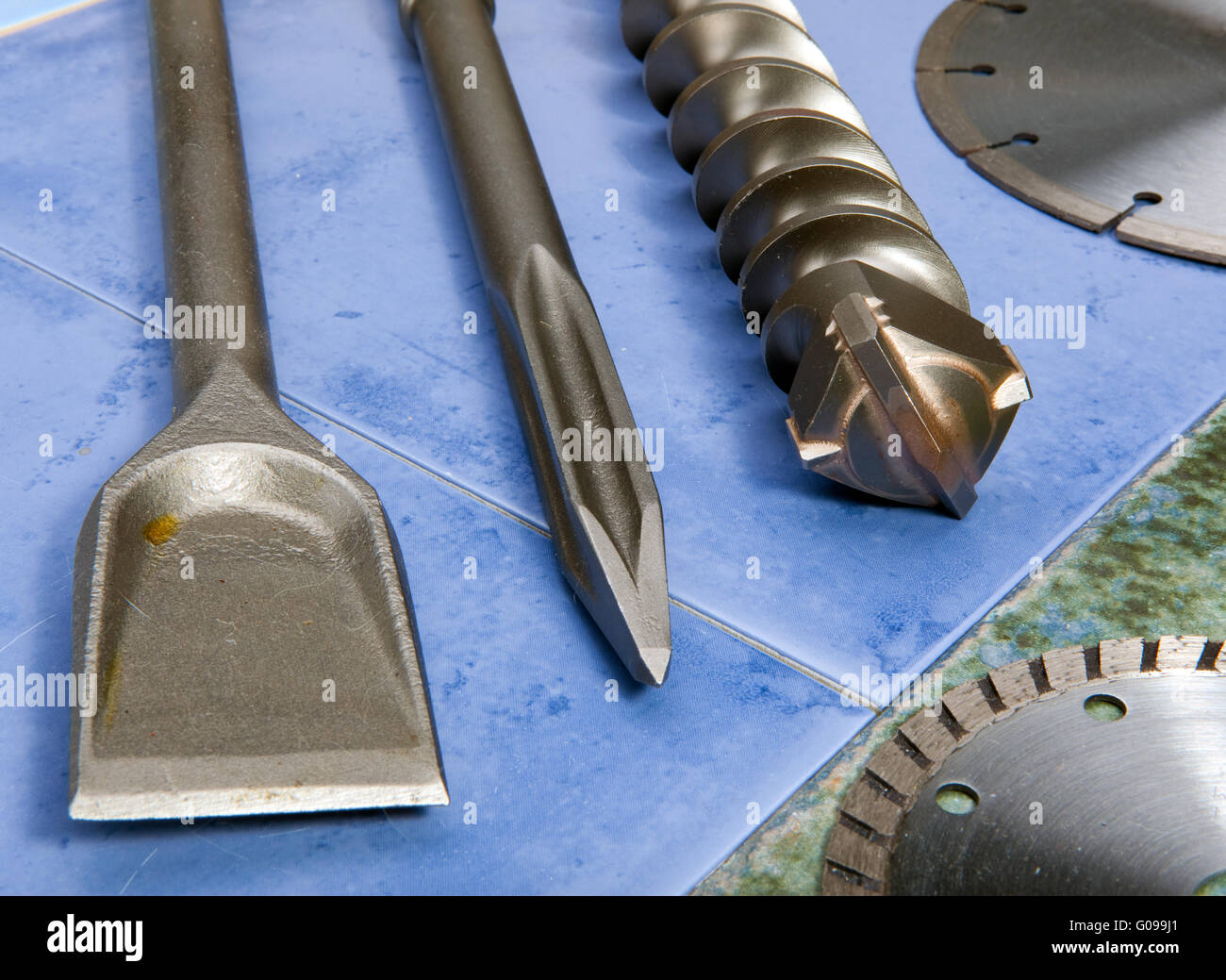 The drill, pica, blade - a set of nozzles for the Stock Photo