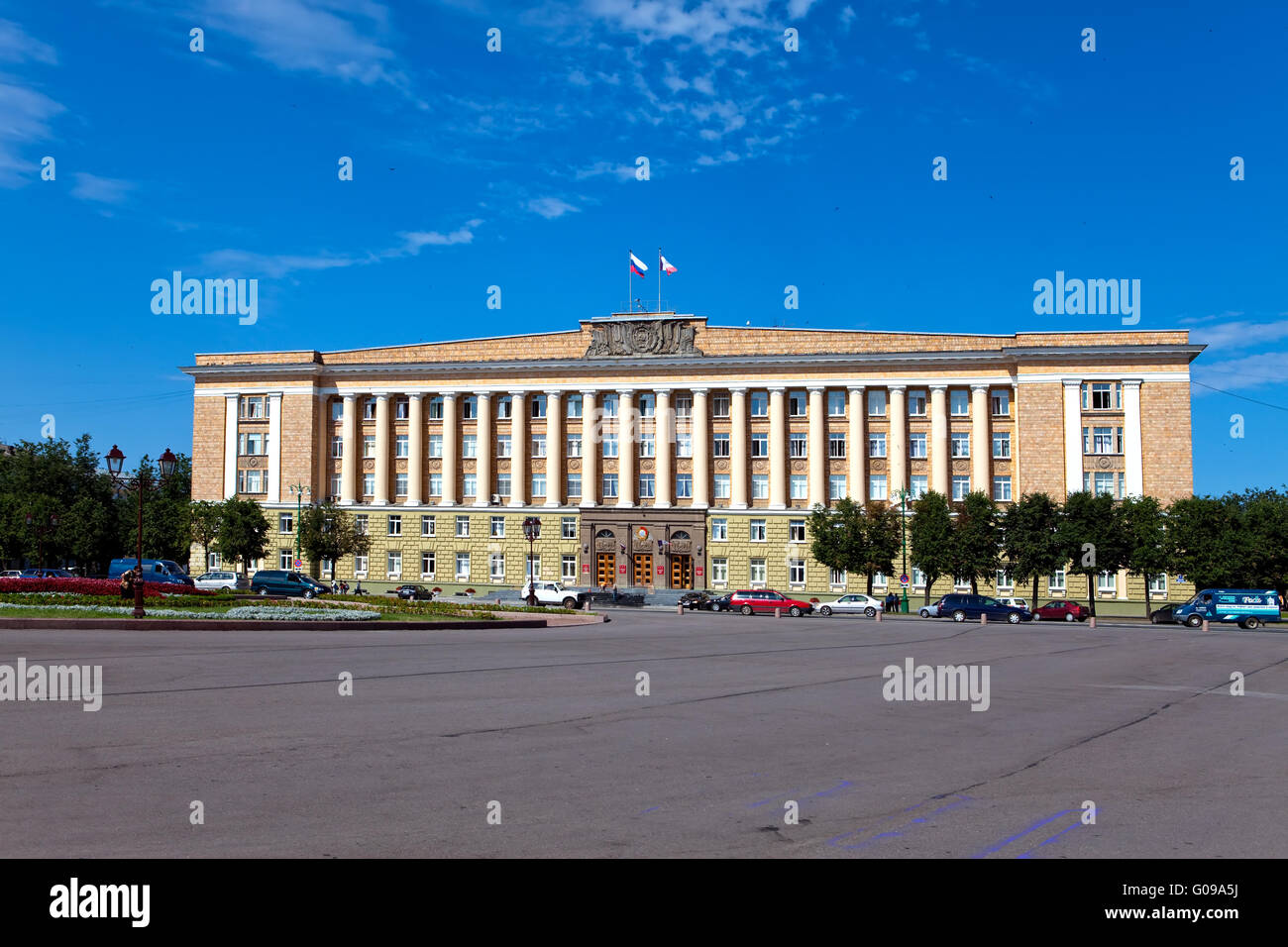 Great Novgorod. City Council building on the Victo Stock Photo