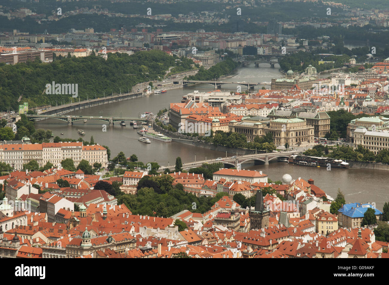 View from Petrin Lookout Tower, Prague - Czech Rep Stock Photo