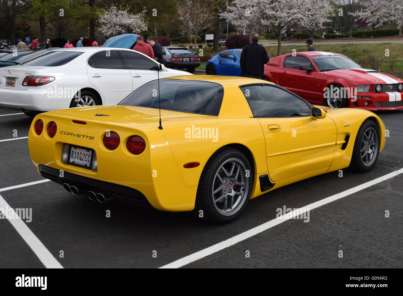 A Yellow Corvette Z06 at a car show Stock Photo Alamy