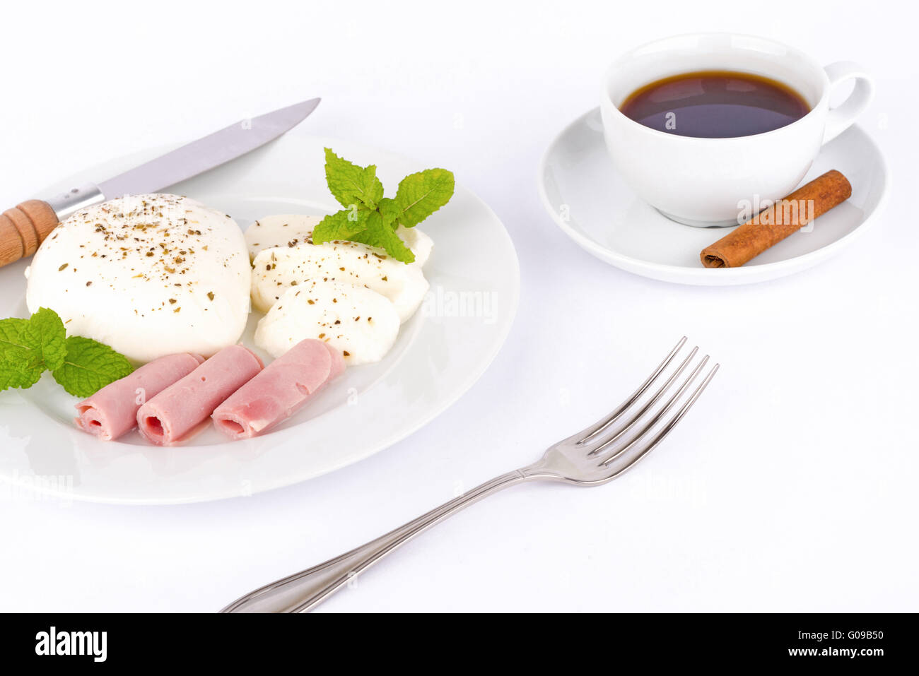 Mozzarella cheese and ham Stock Photo Alamy