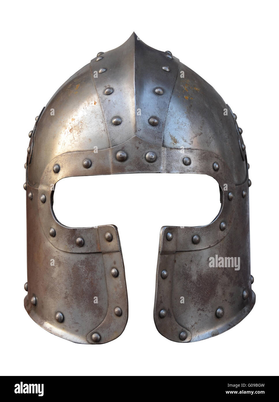 Isolation Of The Helmet Of A Medieval Suit Of Armour On A
