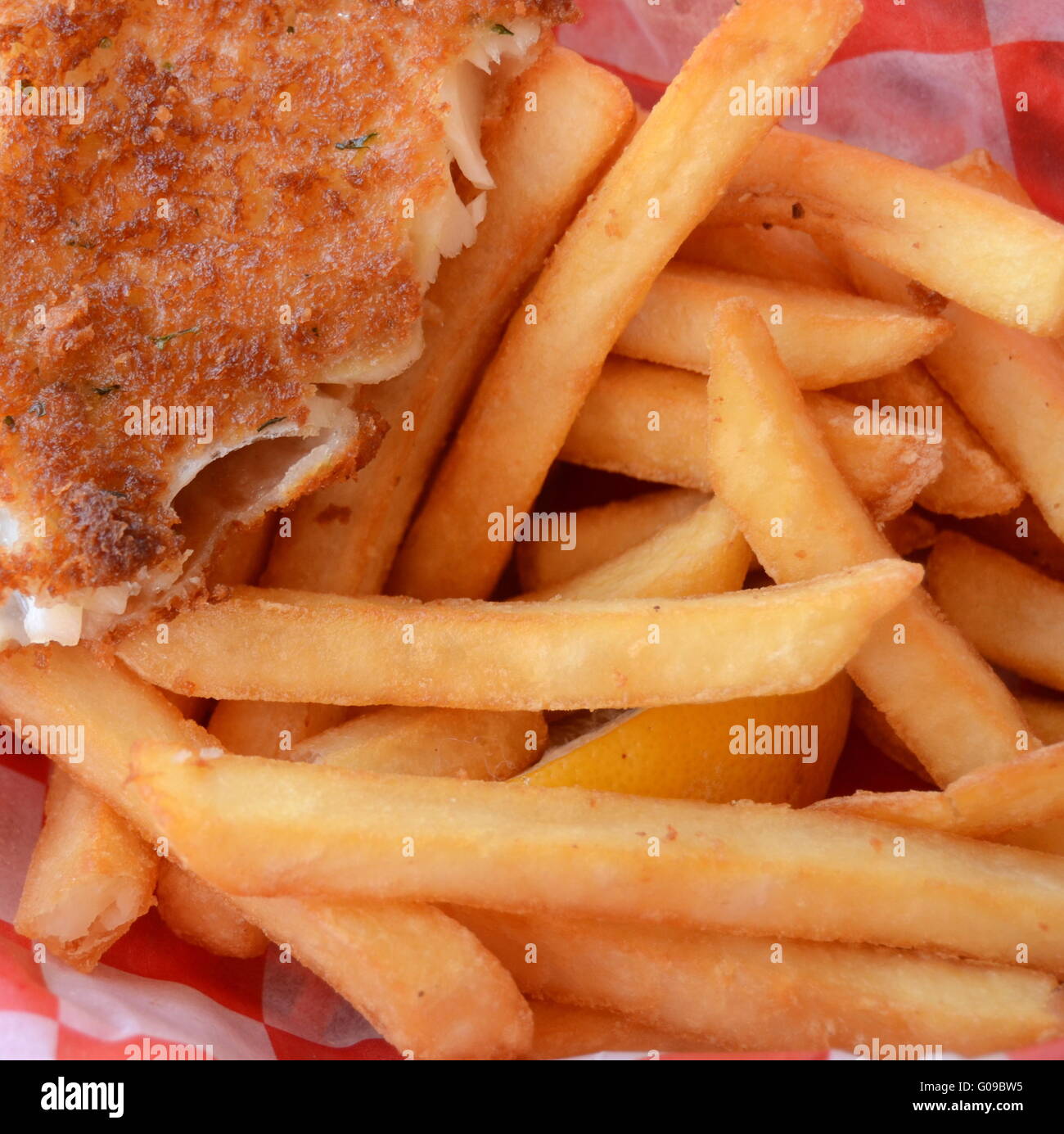 Food Image Of Takeaway Fish And Chips In Paper Stock Photo