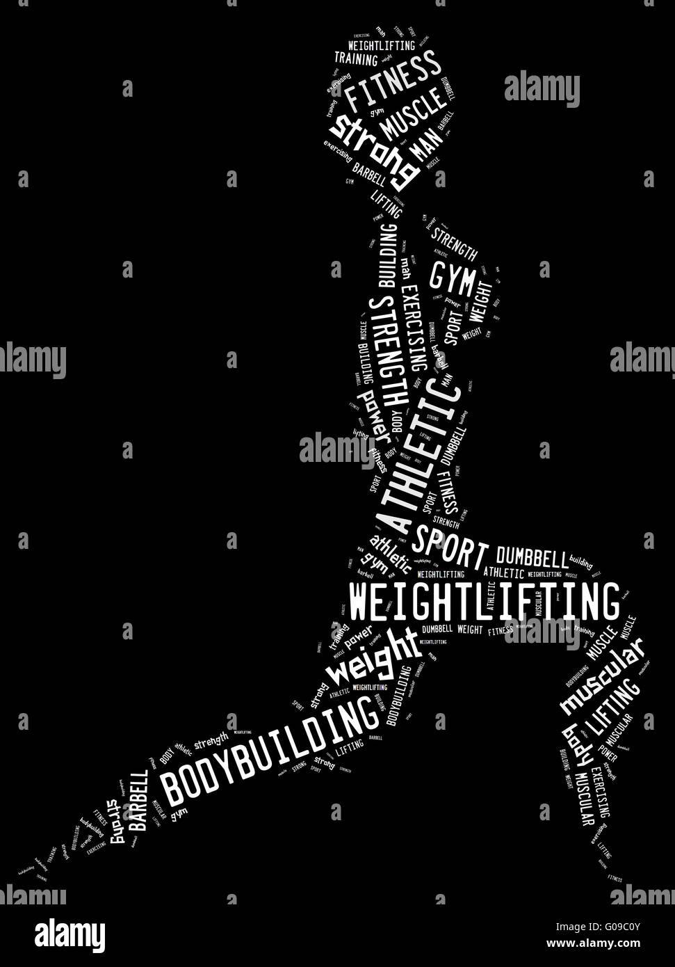 weighlifting pictogram with white wordings Stock Photo