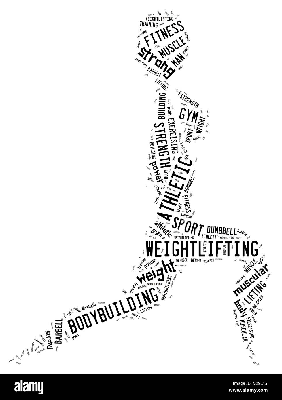 weighlifting pictogram with black wordings Stock Photo