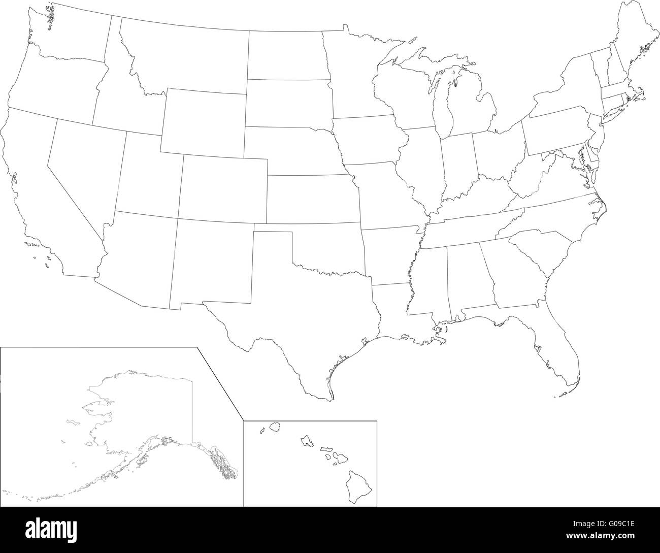 Usa Map Black and White Stock Photos & Images - Alamy