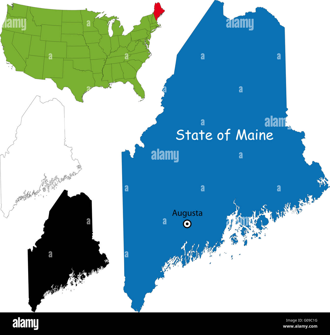 Maine map Stock Photo