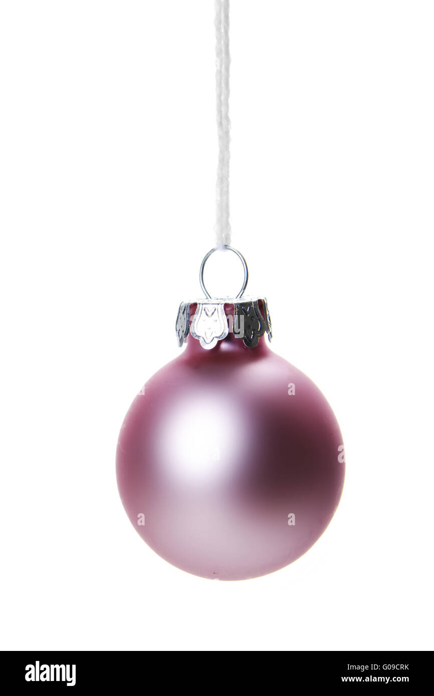 pink christmas balls isolated, white background Stock Photo