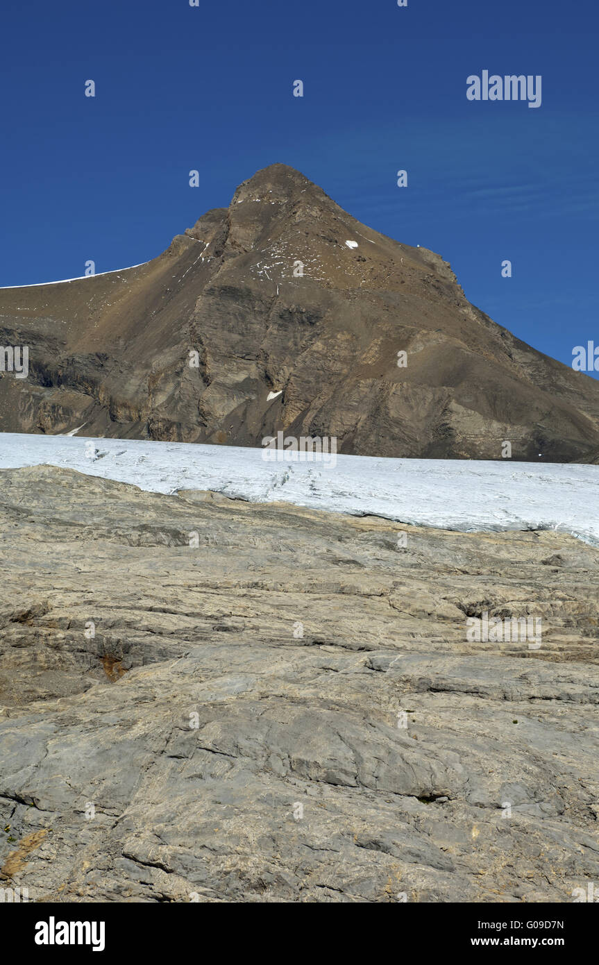 bedrock of the Tsanfleuron Glacier,Valais Stock Photo