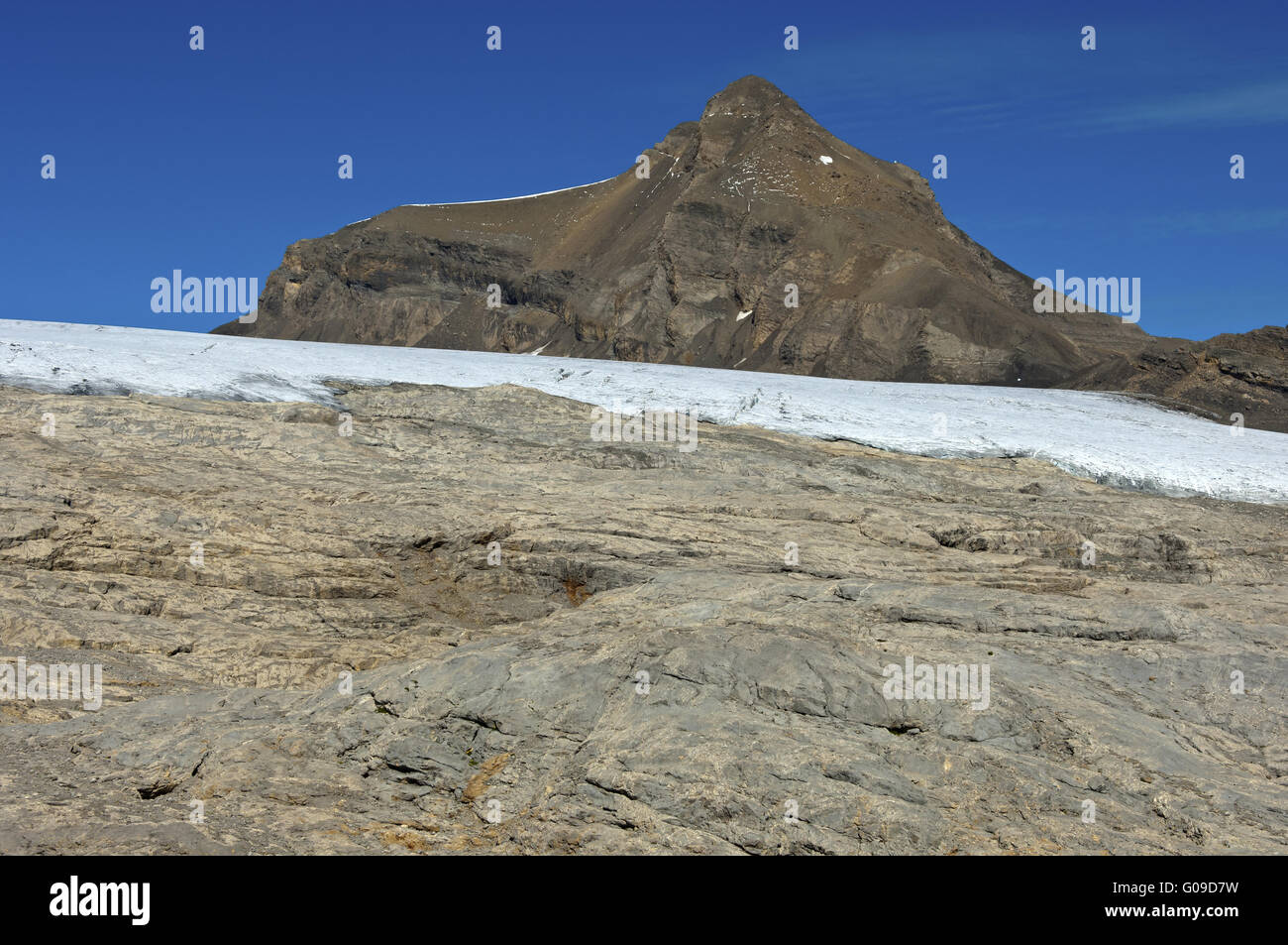 bedrock of the Tsanfleuron Glacier, Valais Stock Photo