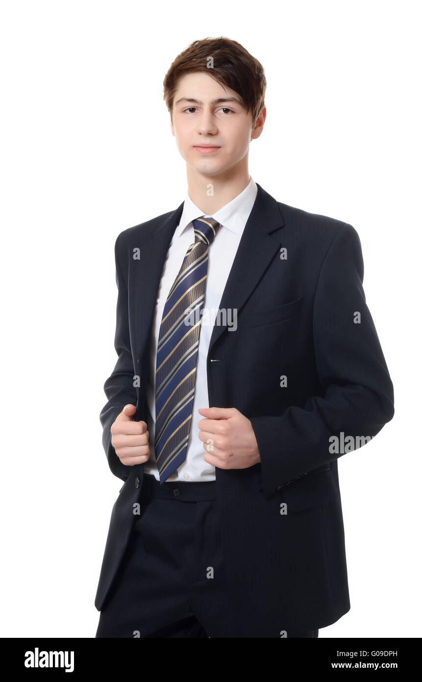 The businessman in a business suit on white background Stock Photo - Alamy