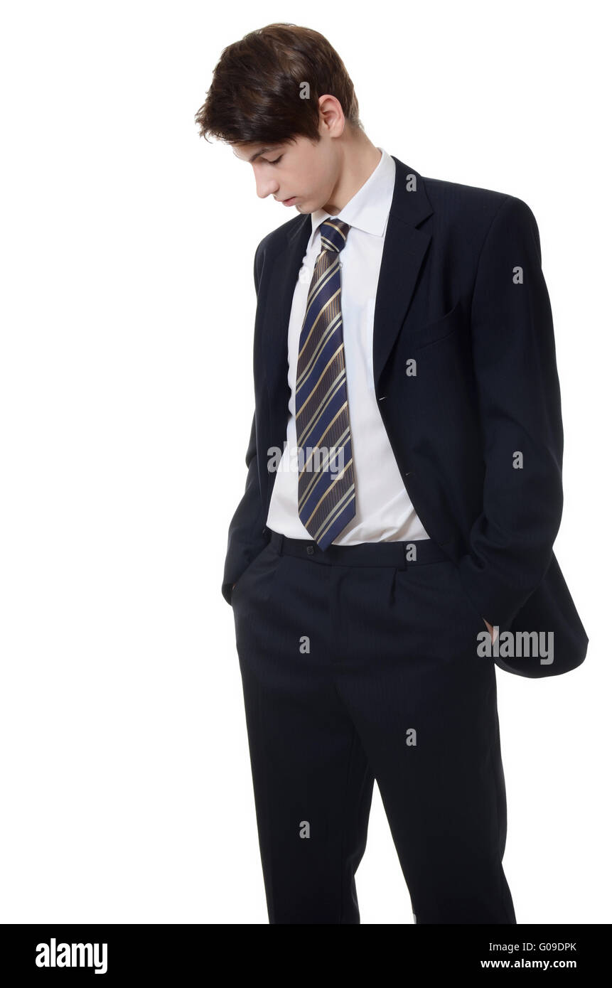 The businessman in a business suit on white background Stock Photo - Alamy