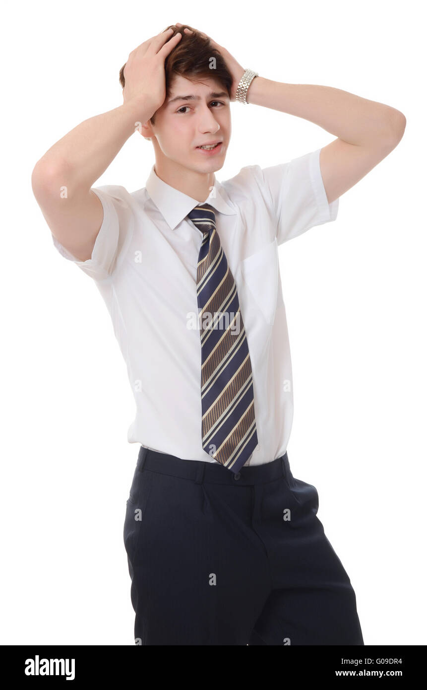 The businessman in a business suit on white background Stock Photo - Alamy