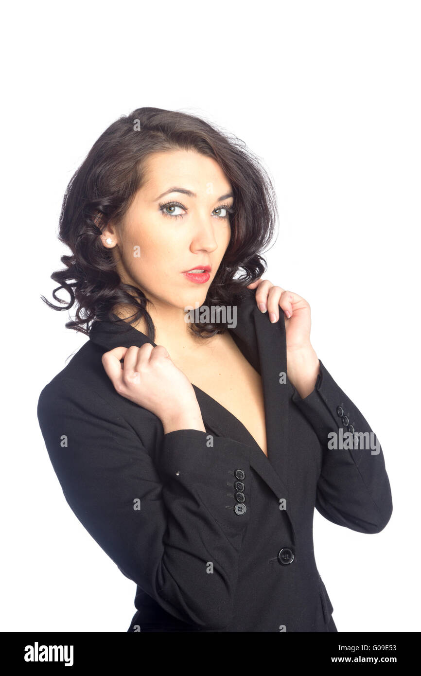 Business woman portrait, isolated over a white background Stock Photo ...