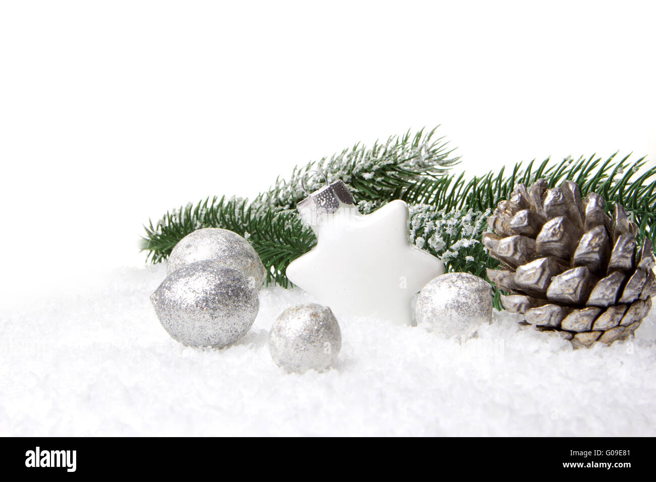 christmas, decoration with fir branch, pine cones Stock Photo