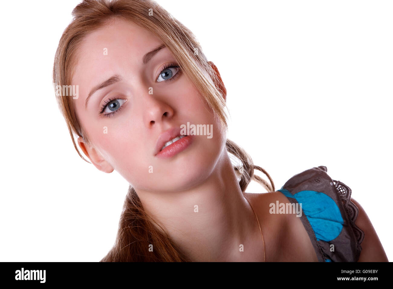 portrait of the girl isolated on a white background Stock Photo - Alamy