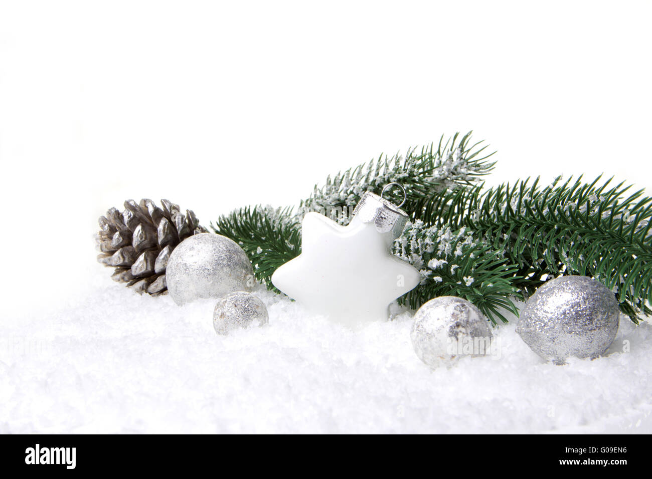 christmas, decoration with fir branch, pine cones Stock Photo