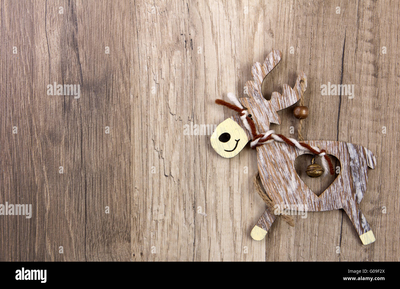 christmas decoration with wood background, snow Stock Photo