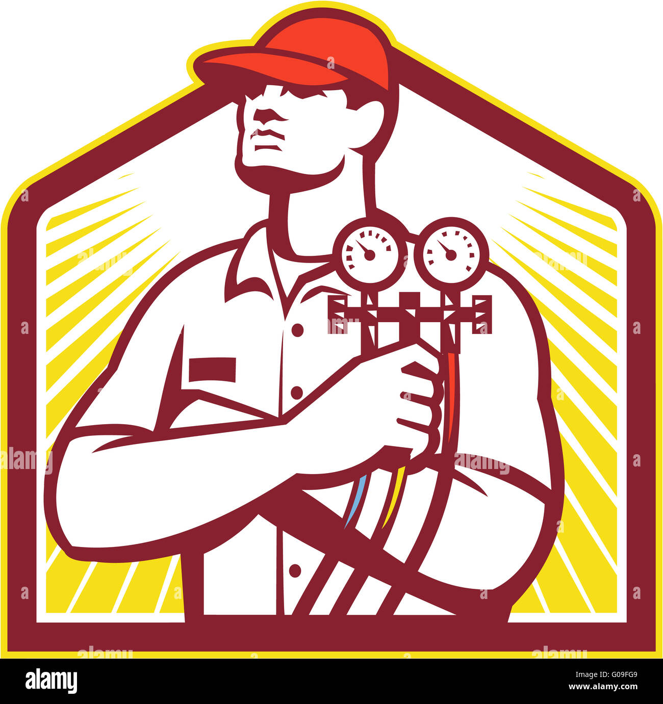 Heating and Cooling Refrigeration Technician Retro Stock Photo Alamy