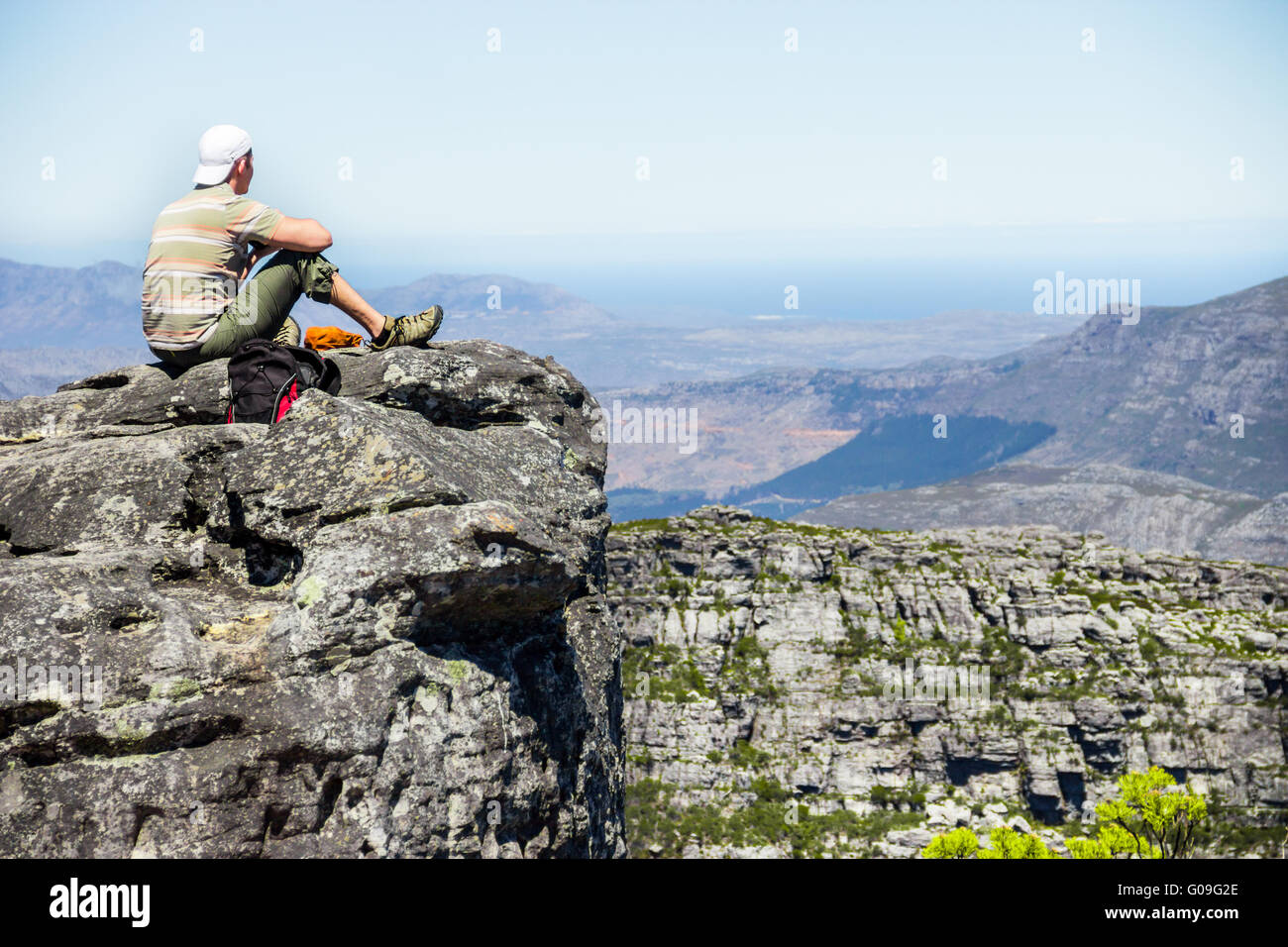 Table mountain, 7 new world wonders inside of Cape Town city Stock Photo