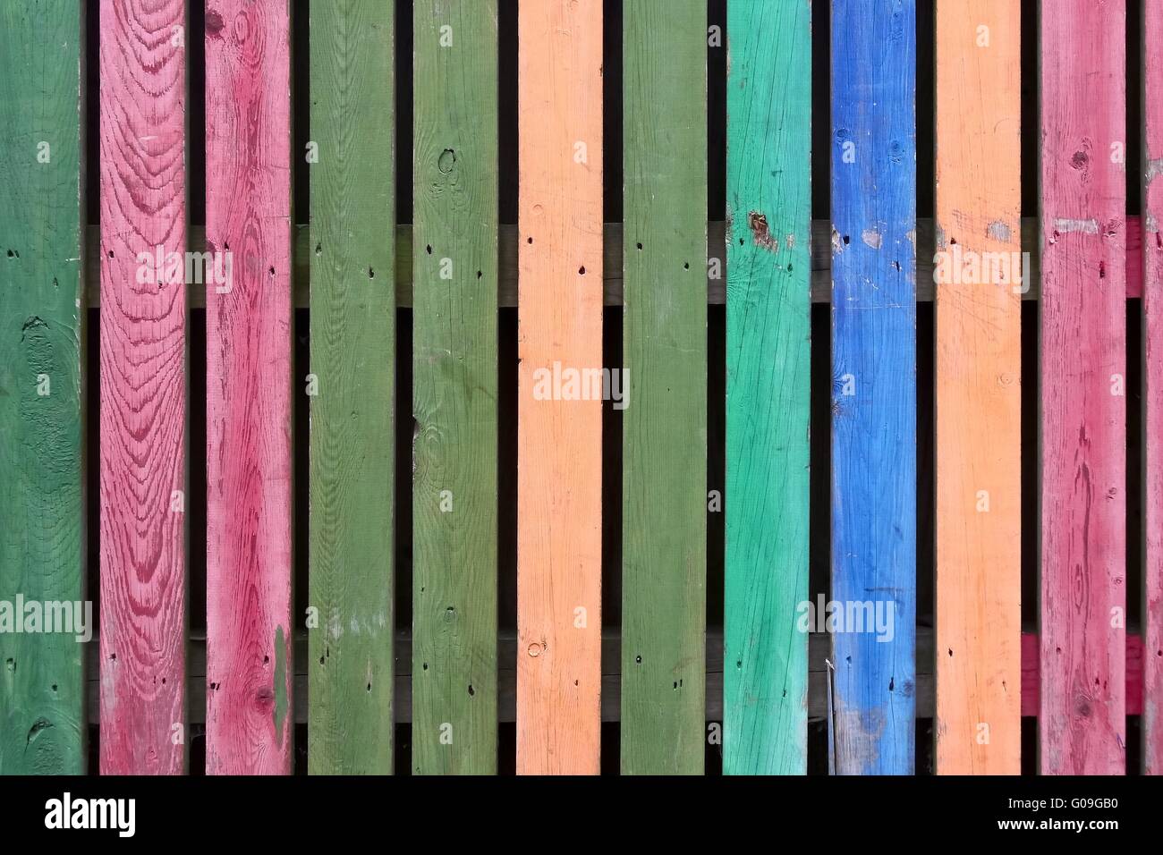 Colourful picket fence Stock Photo