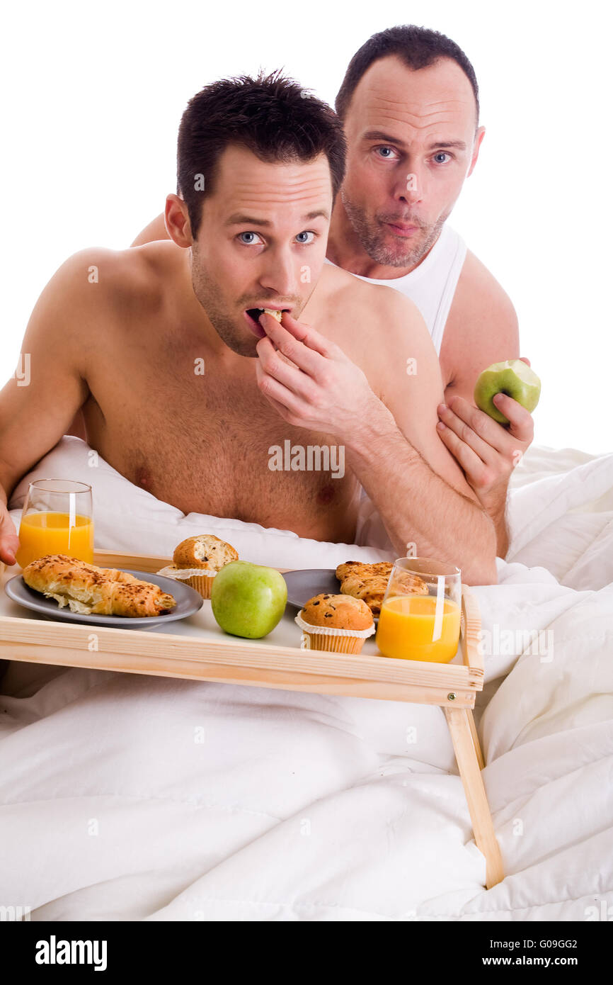 Home couple eating healthy Stock Photo