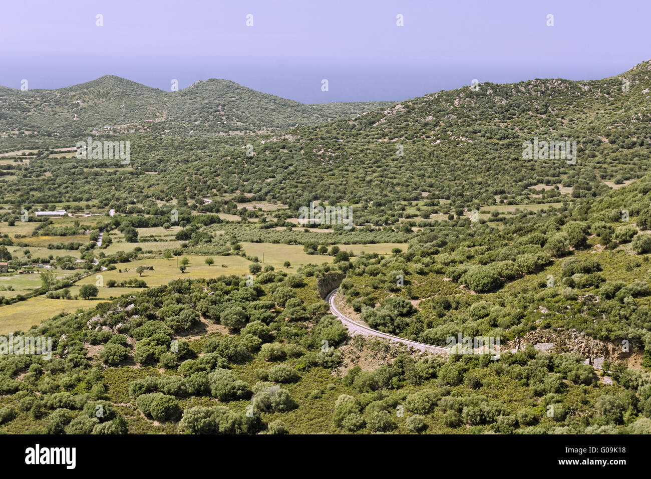 Landscape nearby Belgodere, Nebbio region, Corsica Stock Photo