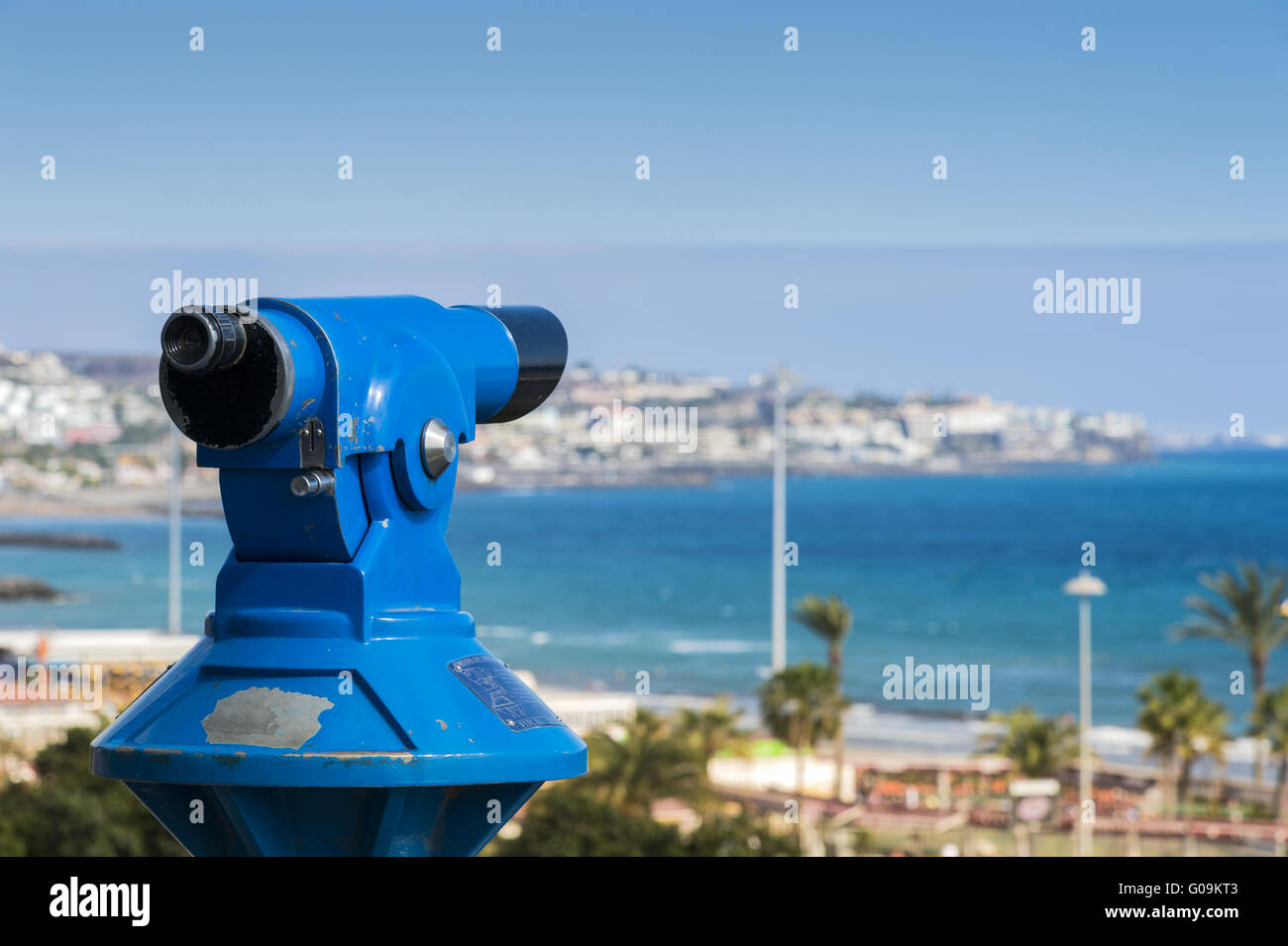Coin-operated binoculars on the promenade Stock Photo