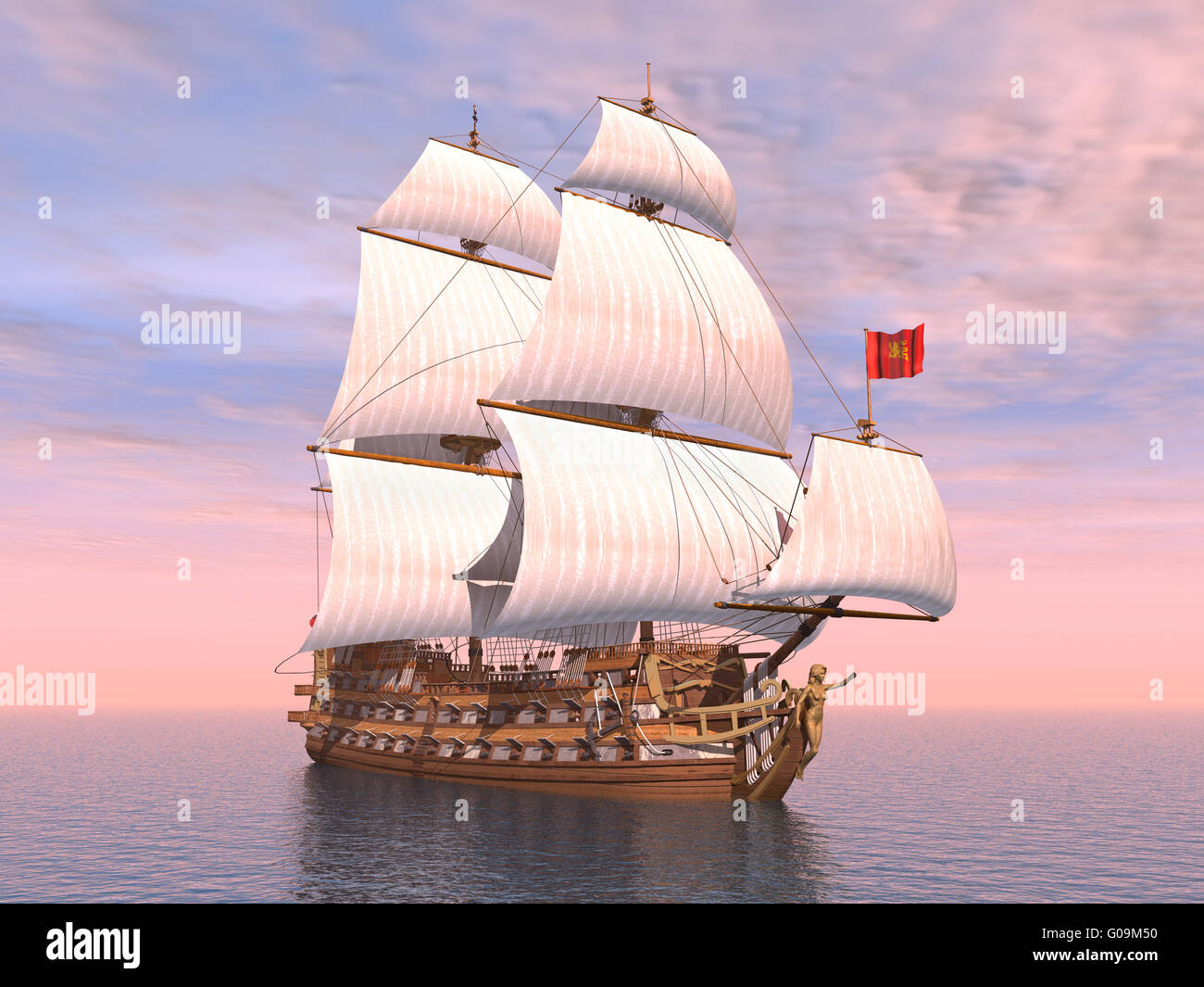 Ancient French Warship Stock Photo