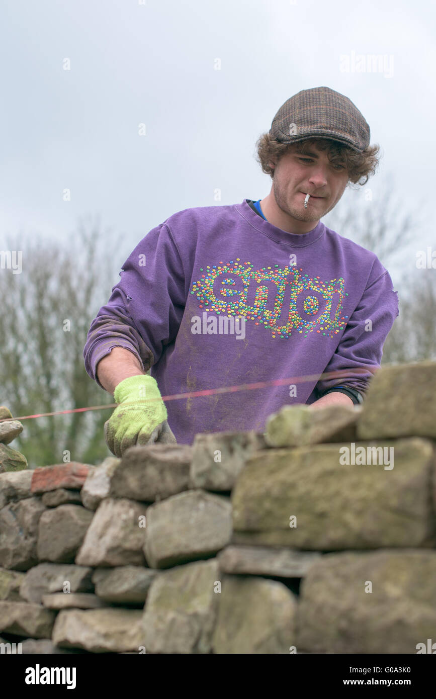 Walling contractor at work Stock Photo