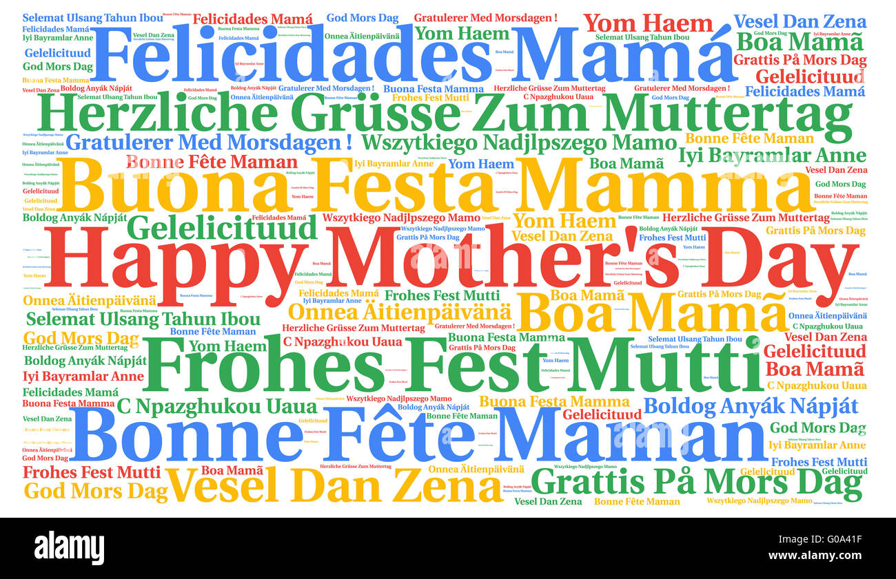 Happy Mother S Day In Different Languages Stock Photo Alamy